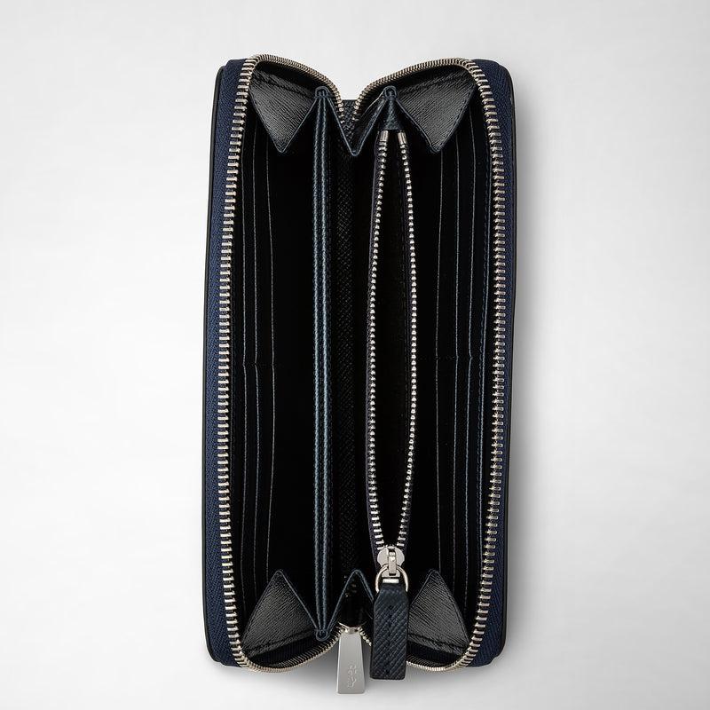 Serapian Zip-around wallet in evoluzione leather navy blue Ultimo giorno