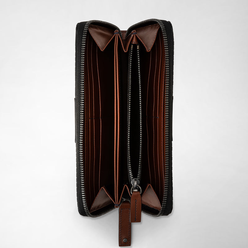 Serapian Portafoglio con zip in stepan 72 blu oceano-cuoio Fino al 50% di sconto