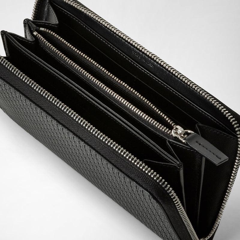 Serapian Portafoglio con zip in stepan asfalto-nero Fino al 60% di sconto