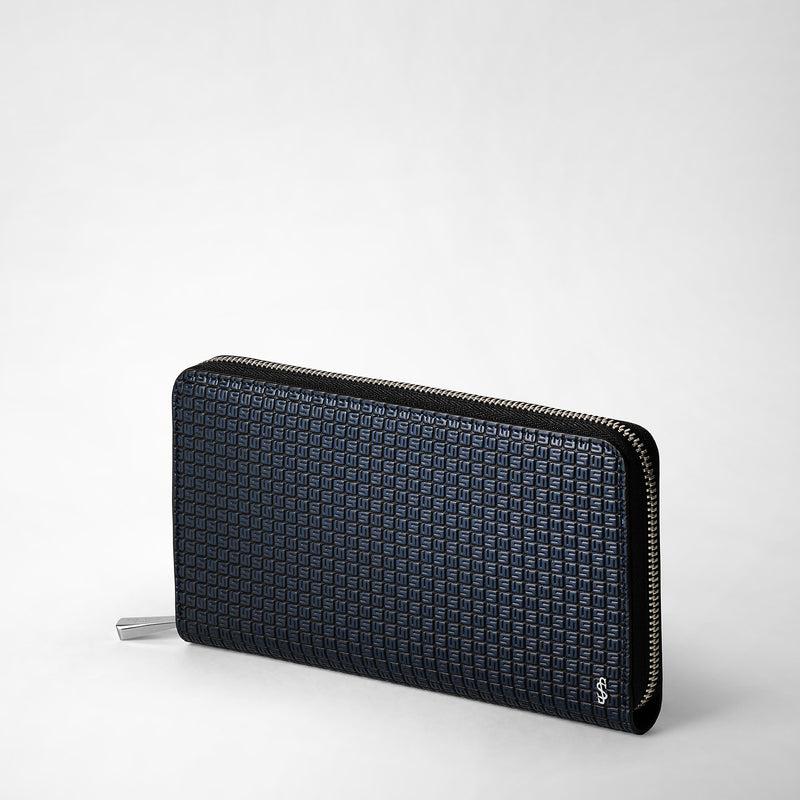 Serapian Portafoglio con zip in stepan blu oceano-nero Only for today