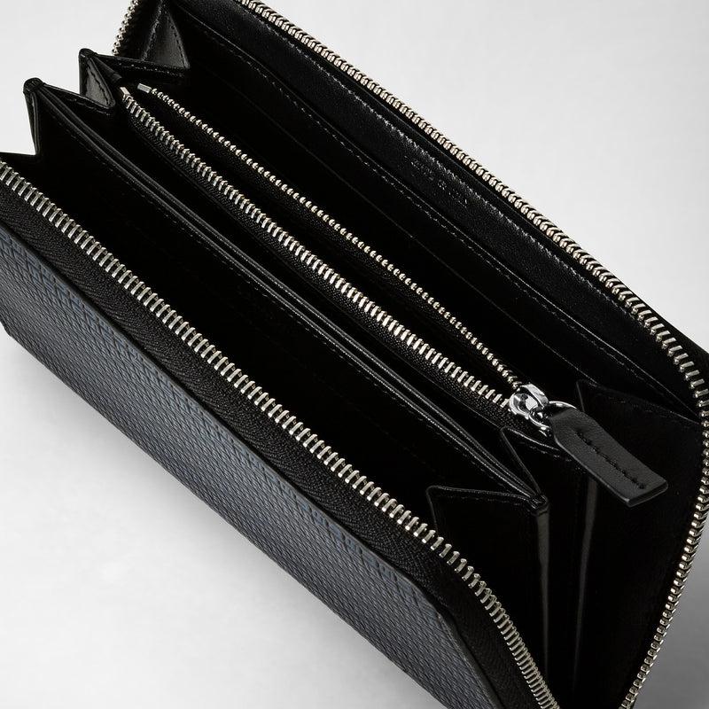 Serapian Portafoglio con zip in stepan blu oceano-nero Only for today