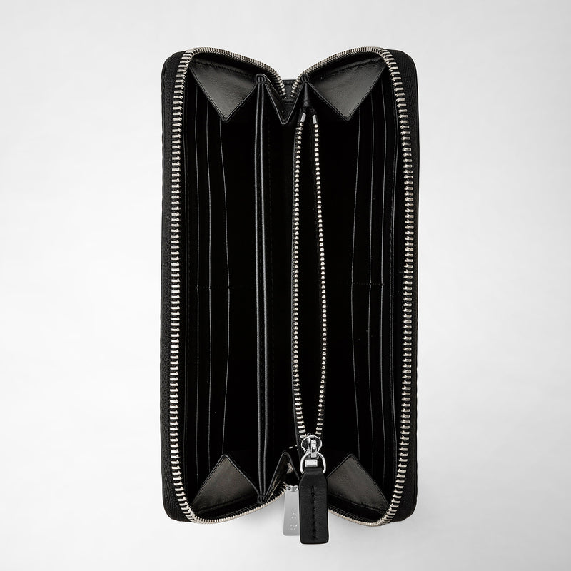 Serapian Portafoglio con zip in stepan blu oceano-nero Only for today