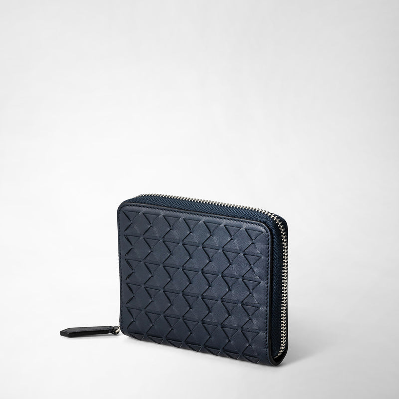 Serapian Mini zip wallet in mosaico navy blue Fino al 55% di sconto