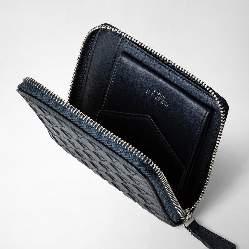 Serapian Mini zip wallet in mosaico navy blue Fino al 55% di sconto