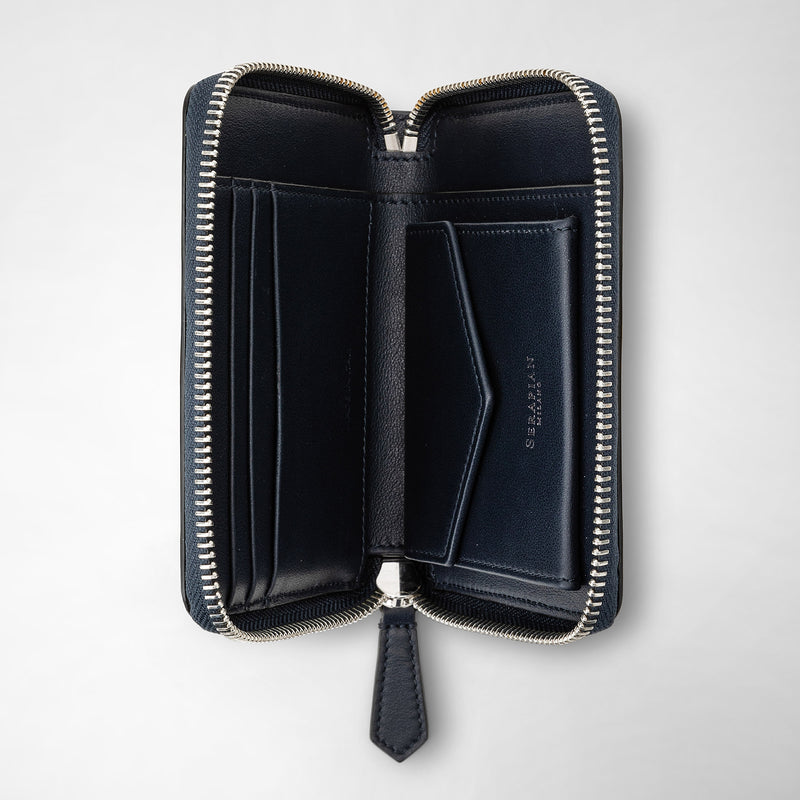 Serapian Mini zip wallet in mosaico navy blue Fino al 55% di sconto