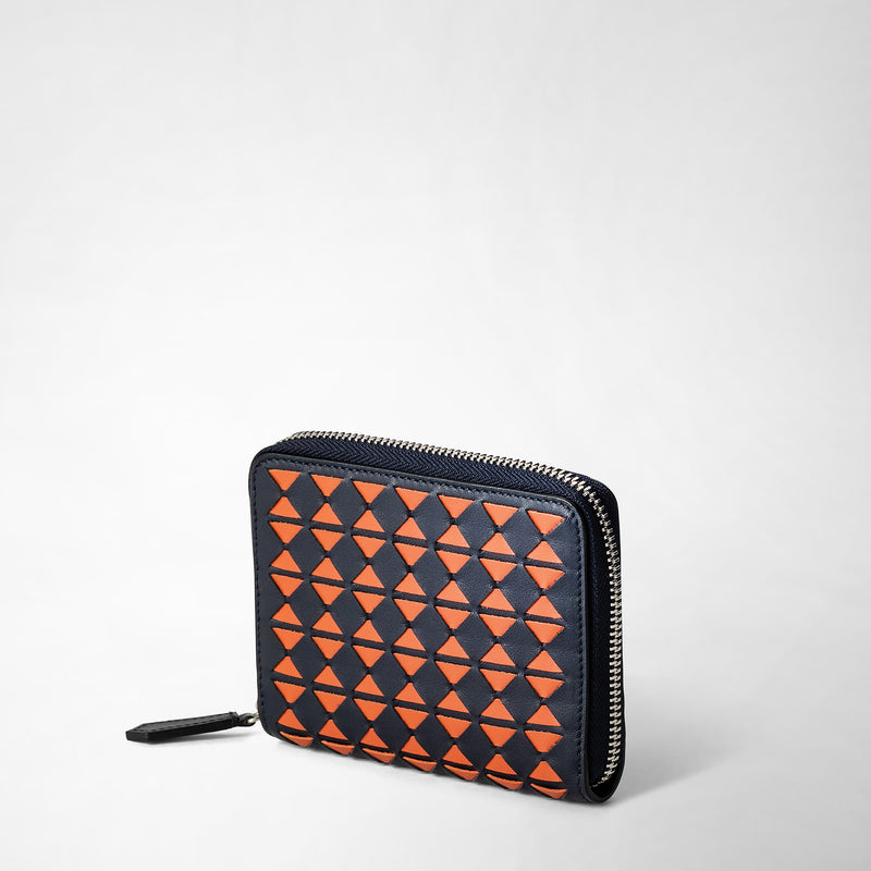 Serapian Mini zip wallet in mosaico navy blue orange Solo un giorno rimasto