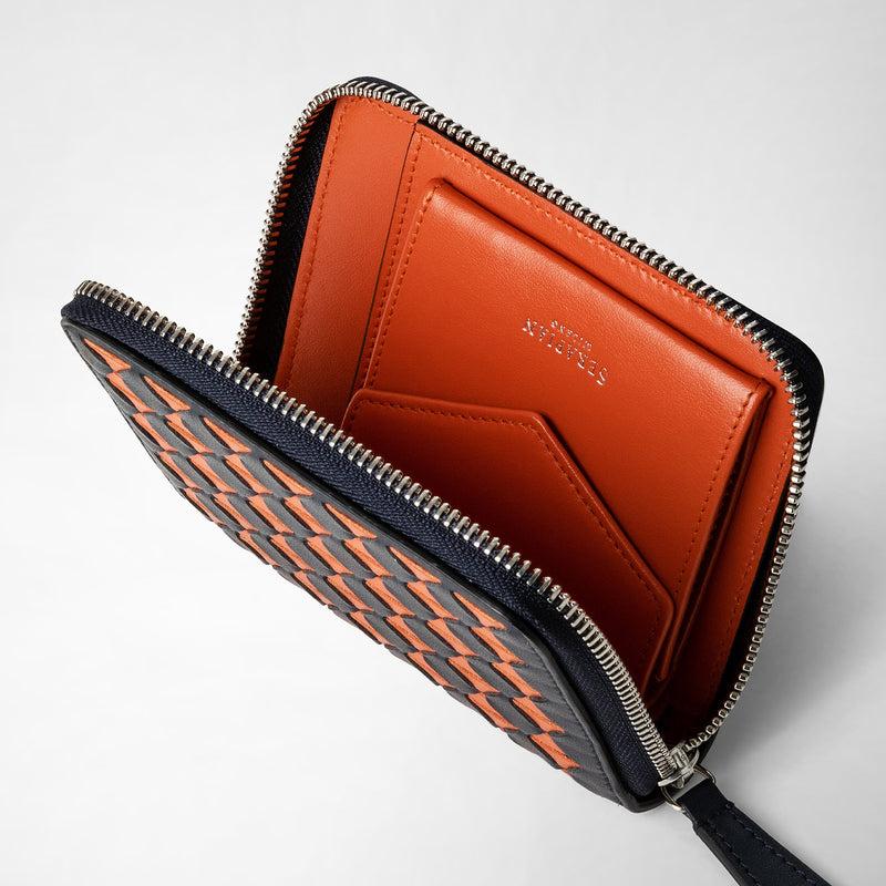 Serapian Mini zip wallet in mosaico navy blue orange Solo un giorno rimasto