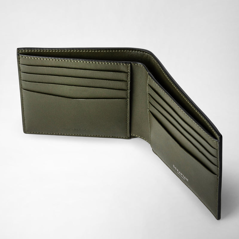 Serapian 8-card billfold in mosaico black and moss green 50% di sconto con spedizione gratuita