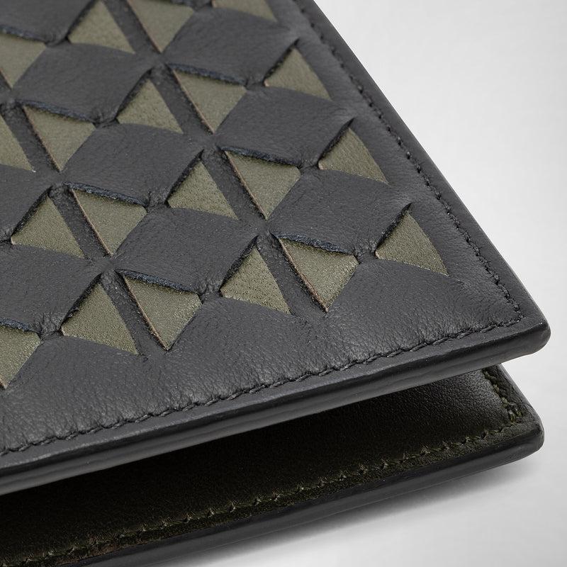 Serapian 8-card billfold in mosaico black and moss green 50% di sconto con spedizione gratuita
