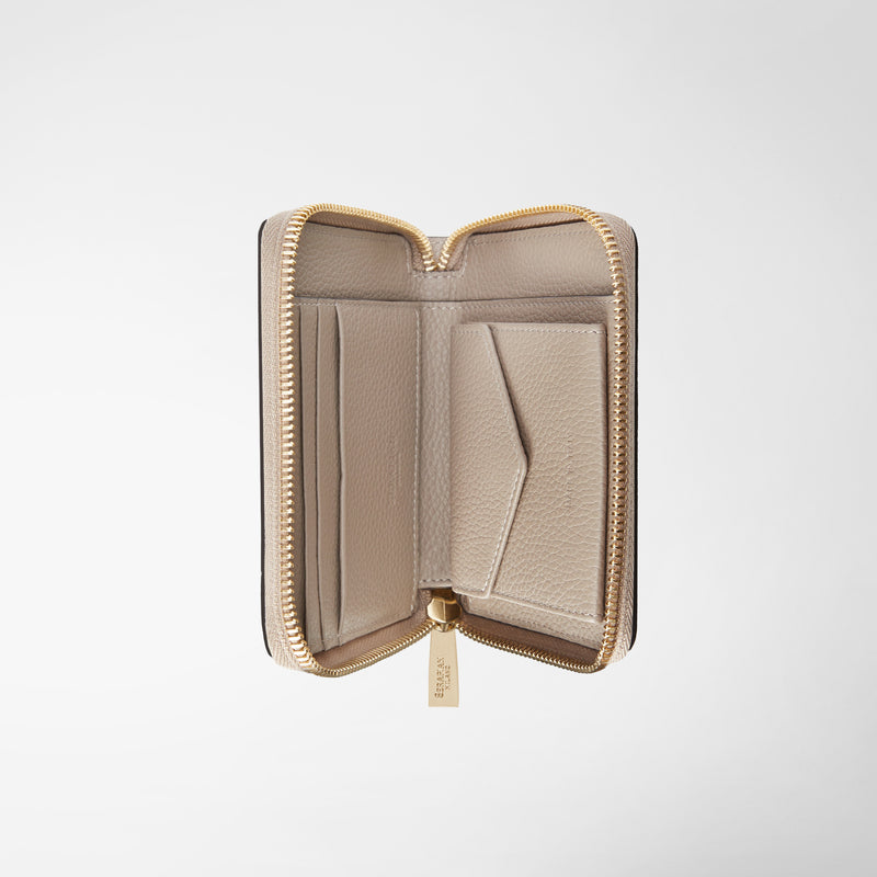 Serapian Portafoglio mini con zip in pelle rugiada sahara Esporta salva
