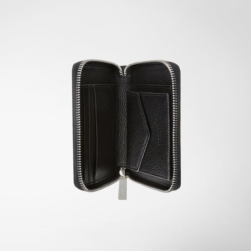 Serapian Portafoglio mini con zip in pelle rugiada nero Black Friday Prezzi
