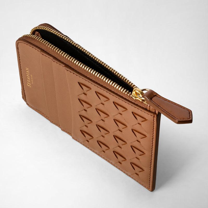 Serapian Zip card case in mosaico tan Italia