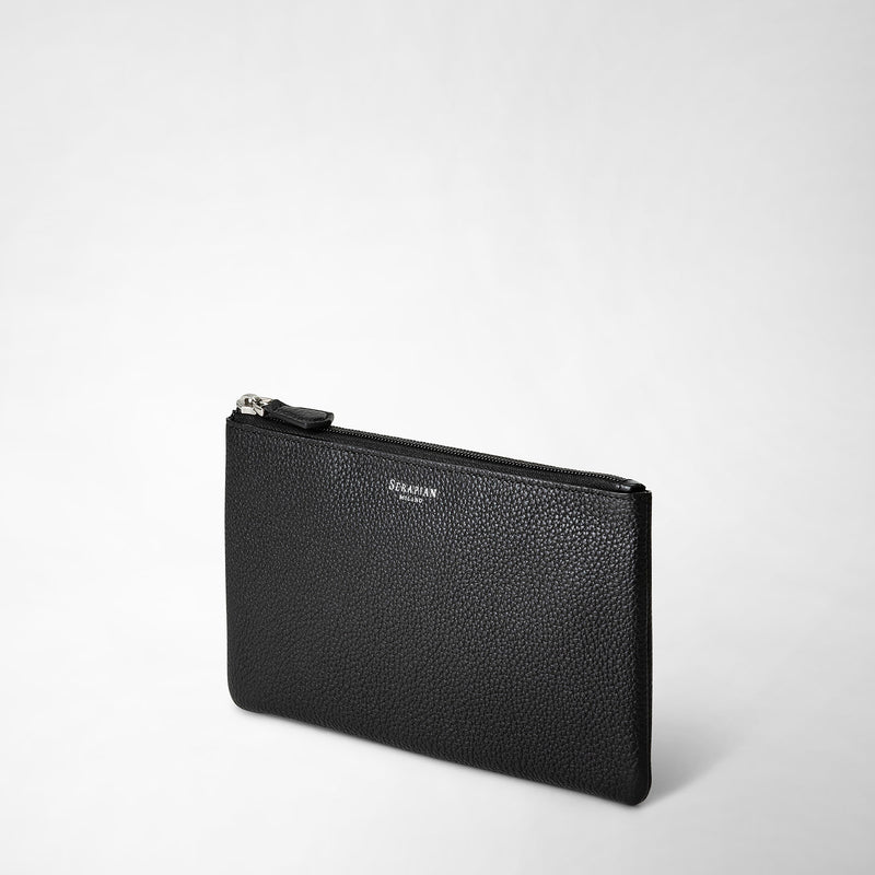 Serapian Pouch with zip in cachemire leather black Spedizione Gratuita