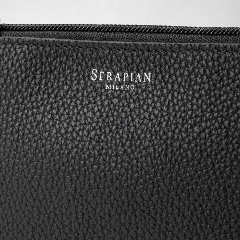 Serapian Pouch with zip in cachemire leather black Spedizione Gratuita