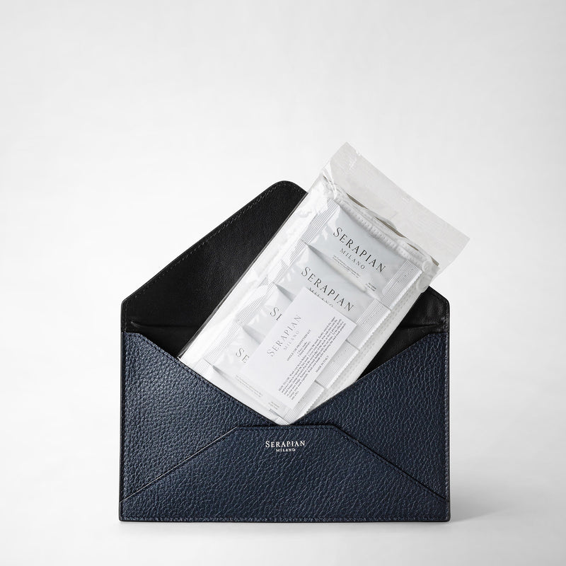 Serapian Pouch in cachemire leather navy blue Prezzo Ridotto