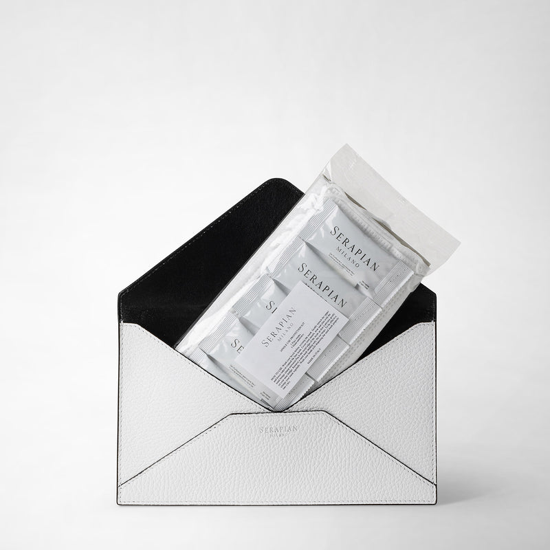 Serapian Pouch in cachemire leather white Sottocosto