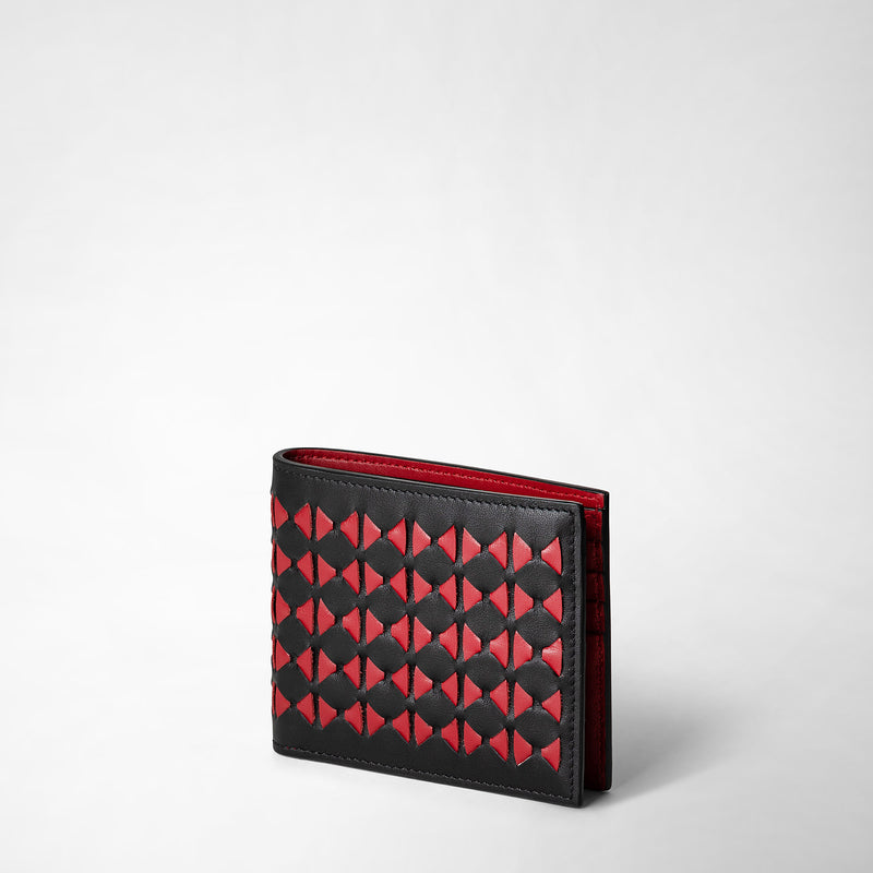 Serapian 8-card billfold in mosaico black and amaranth Sconto