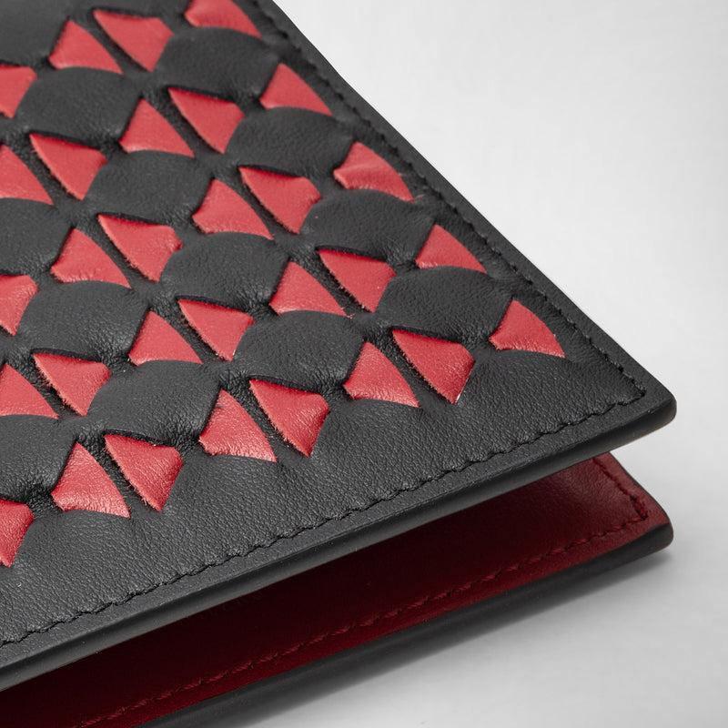 Serapian 8-card billfold in mosaico black and amaranth Sconto