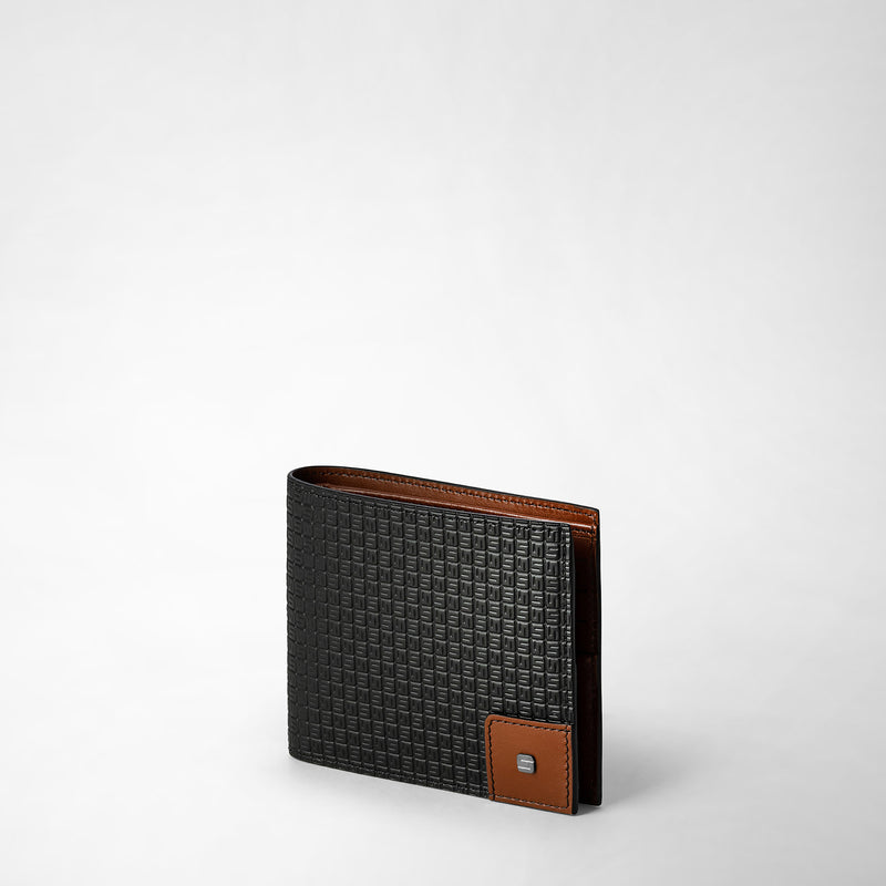 Serapian 8-card billfold wallet in stepan black cuoio Vendita Calda