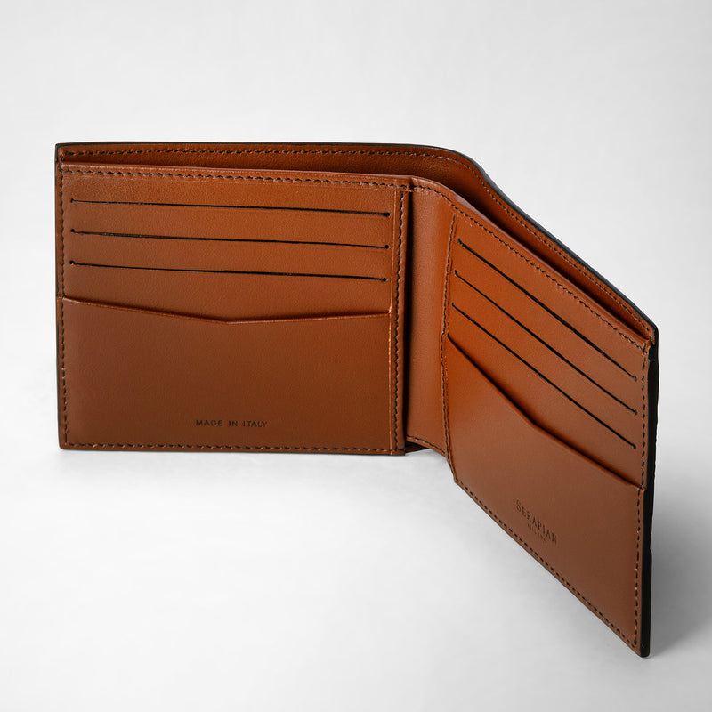 Serapian 8-card billfold wallet in stepan black cuoio Vendita Calda