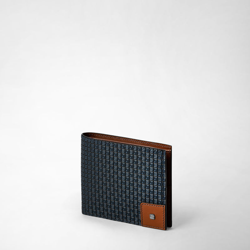 Serapian 8-card billfold wallet in stepan ocean blue-cuoio Vendita Economica