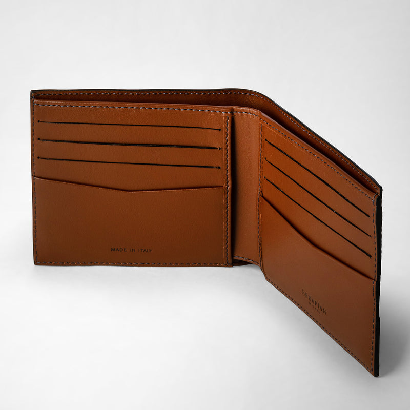 Serapian 8-card billfold wallet in stepan ocean blue-cuoio Vendita Economica