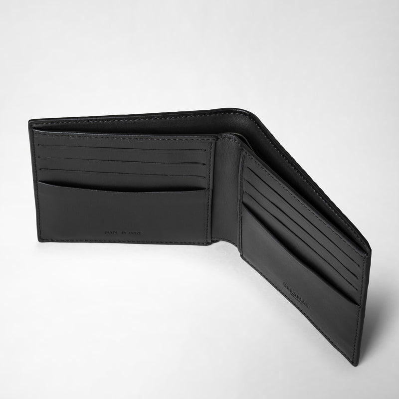 Serapian Portafoglio per 8 carte in stepan asfalto-nero Saldi Di Fabbrica