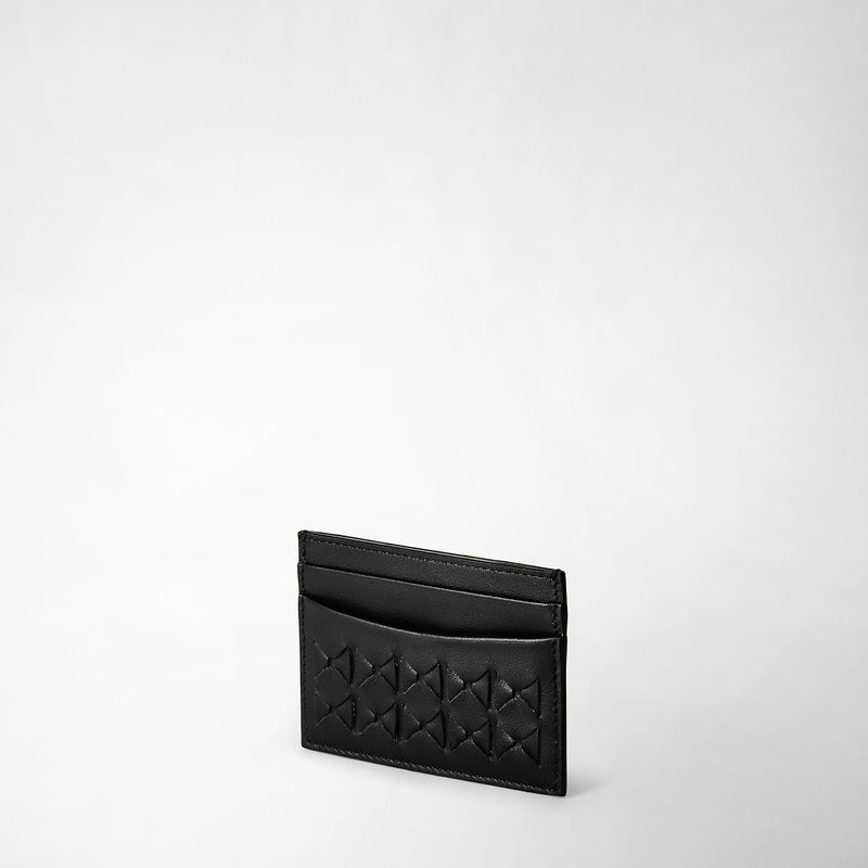 Serapian 4-card holder in mosaico black Negozio