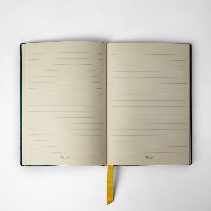 Serapian Notebook in cachemire leather moss green Nuova