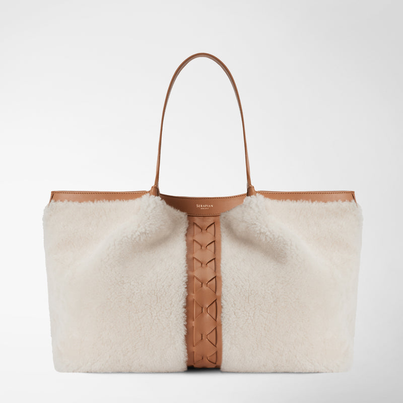 Serapian TOTE BAG SECRET IN SHEARLING Comprare a buon mercato