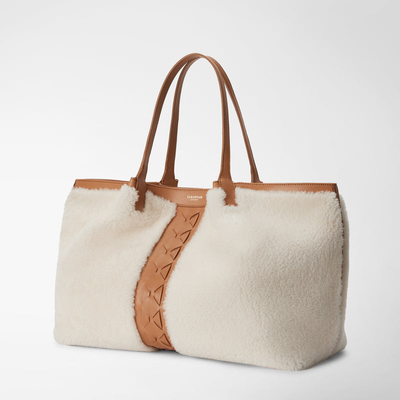 Serapian TOTE BAG SECRET IN SHEARLING Comprare a buon mercato