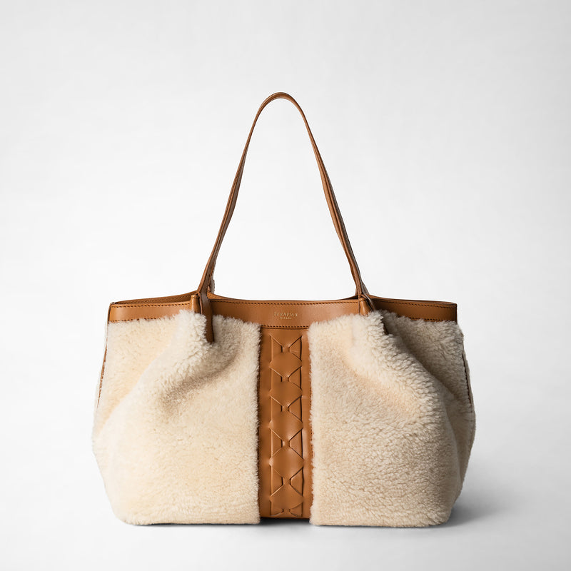 Serapian TOTE BAG SECRET PICCOLA IN SHEARLING Grande vendita