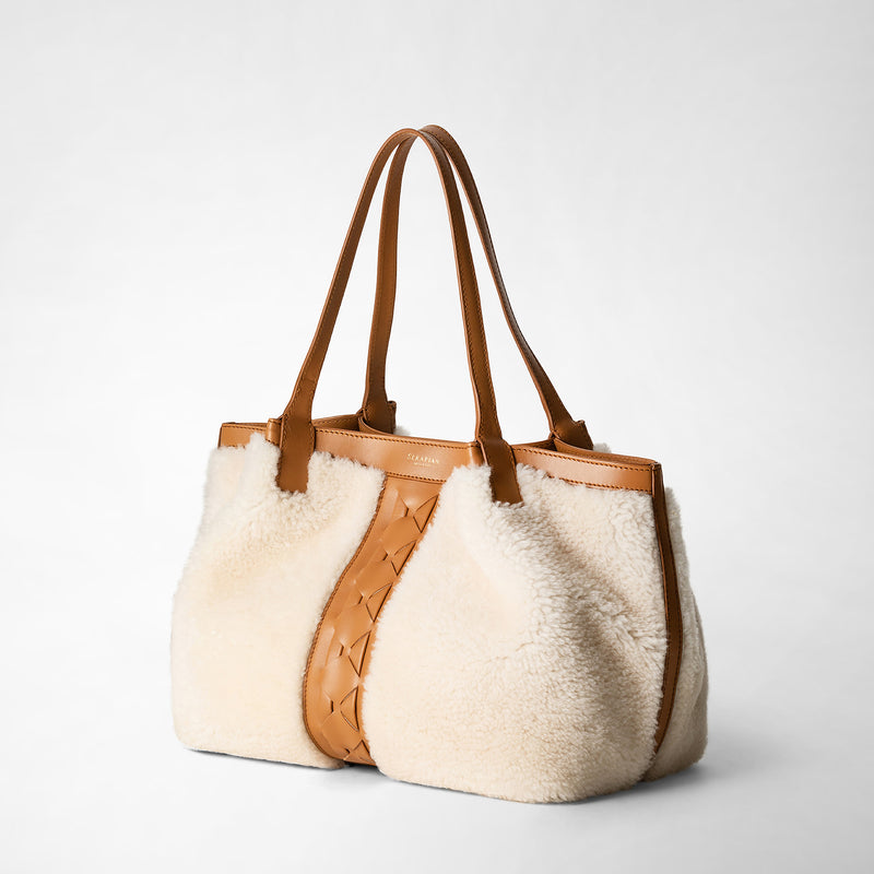 Serapian TOTE BAG SECRET PICCOLA IN SHEARLING Grande vendita