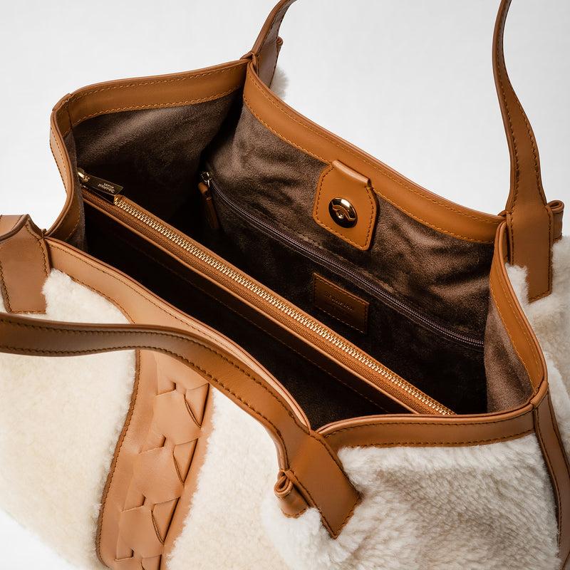 Serapian TOTE BAG SECRET PICCOLA IN SHEARLING Grande vendita