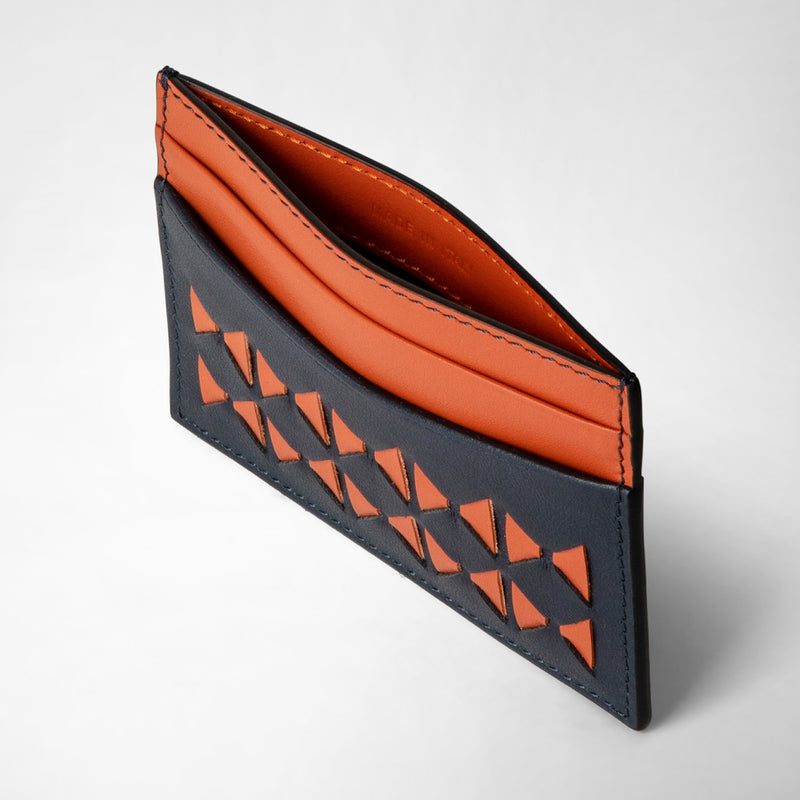 Serapian 4-card holder in mosaico navy blue orange Cyber Monday