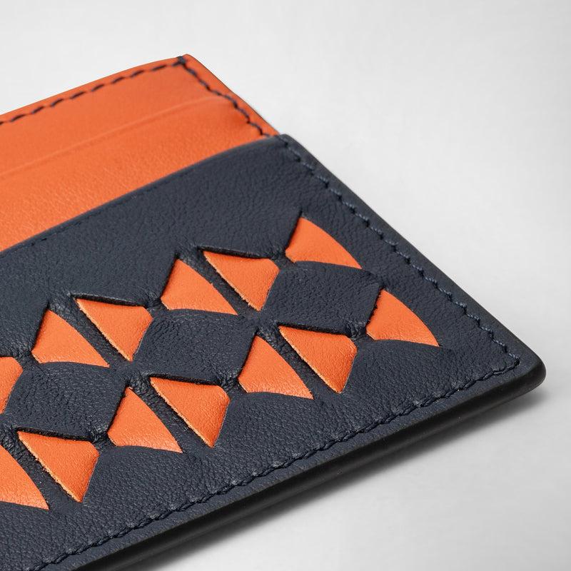 Serapian 4-card holder in mosaico navy blue orange Cyber Monday