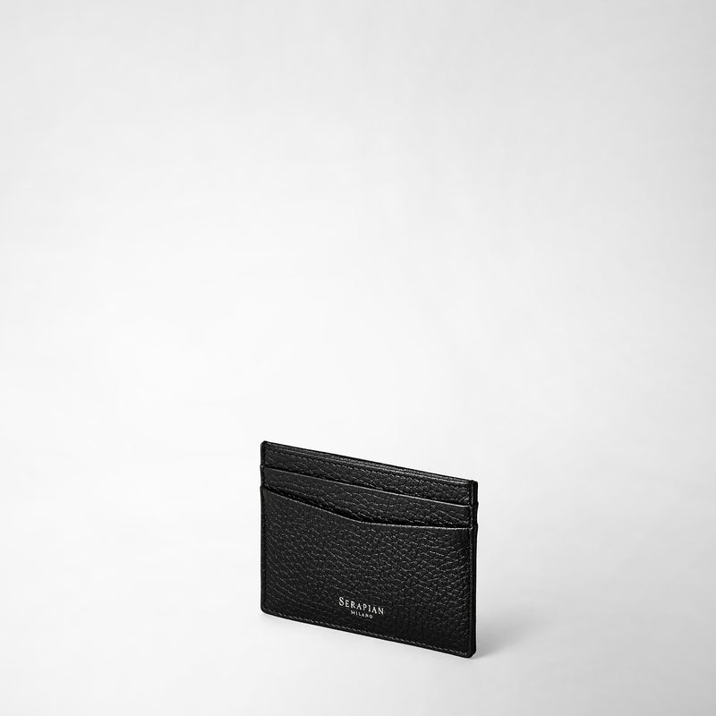 Serapian Portacarte per 4 carte in pelle cachemire nero Vendita calda