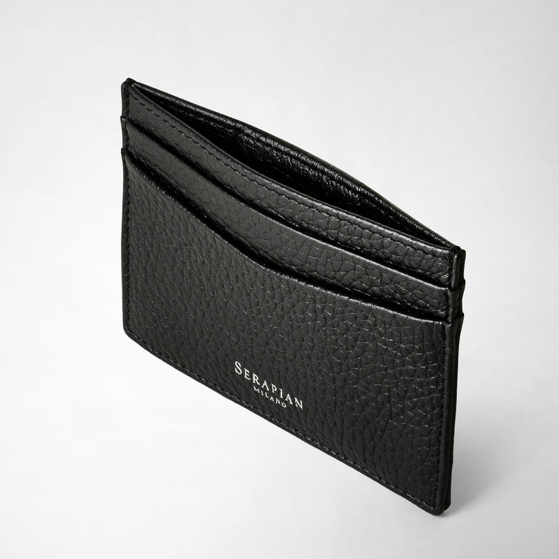 Serapian Portacarte per 4 carte in pelle cachemire nero Vendita calda