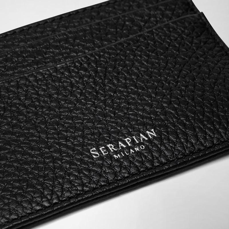 Serapian Portacarte per 4 carte in pelle cachemire nero Vendita calda
