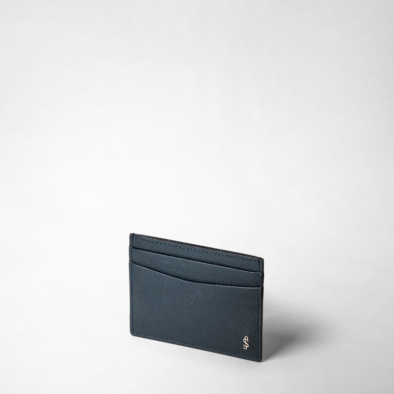 Serapian Portacarte per 4 carte in pelle evoluzione blu navy Online Outlet
