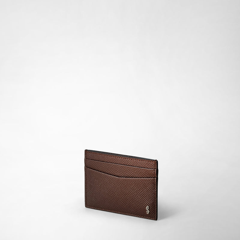 Serapian 4-card holder in evoluzione leather burgundy Offerta temporanea