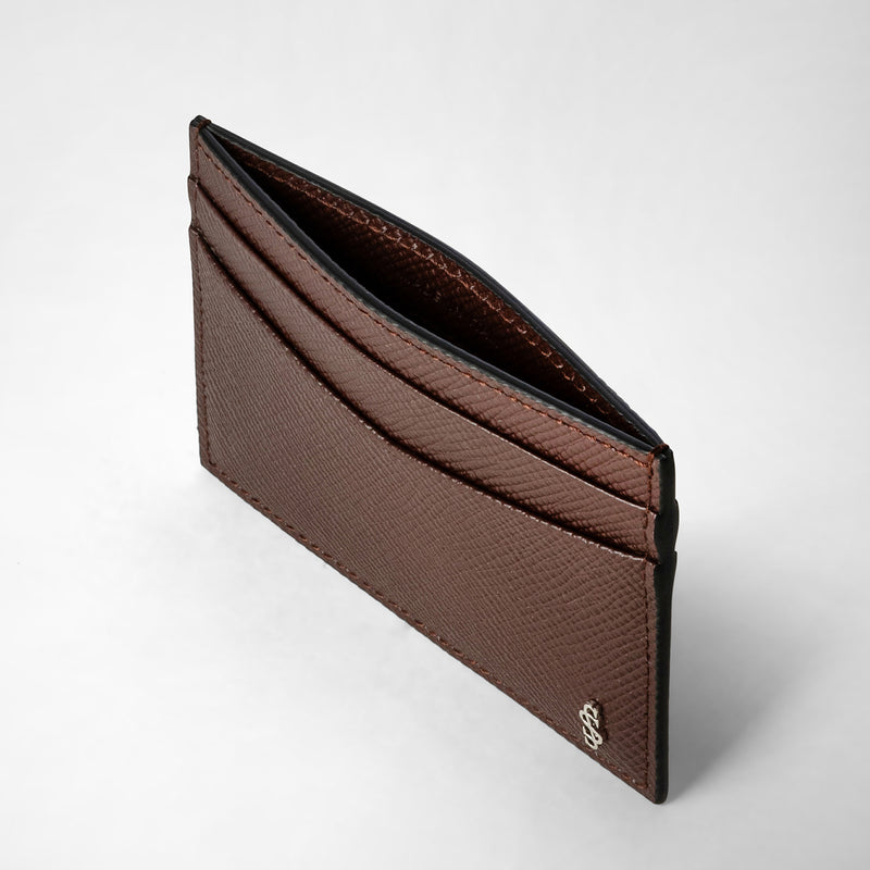Serapian 4-card holder in evoluzione leather burgundy Offerta temporanea