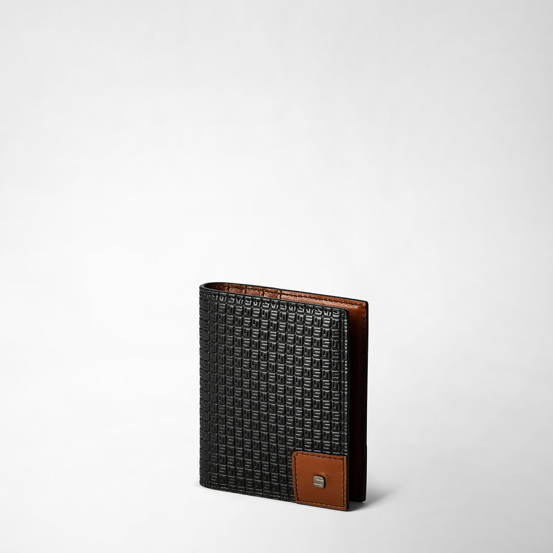 Serapian Portacarte ripiegabile in stepan 72 nero-cuoio Super sconto