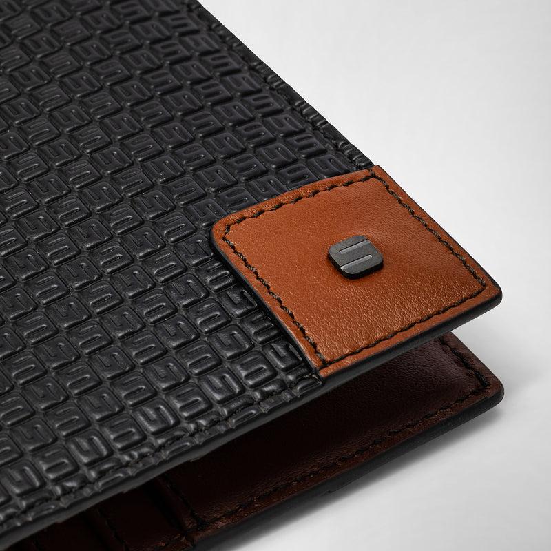 Serapian Portacarte ripiegabile in stepan 72 nero-cuoio Super sconto