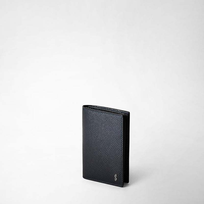 Serapian Business card case in evoluzione leather navy blue Italia
