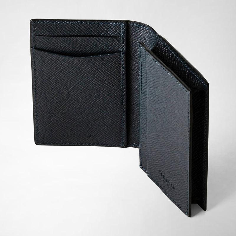 Serapian Business card case in evoluzione leather navy blue Italia