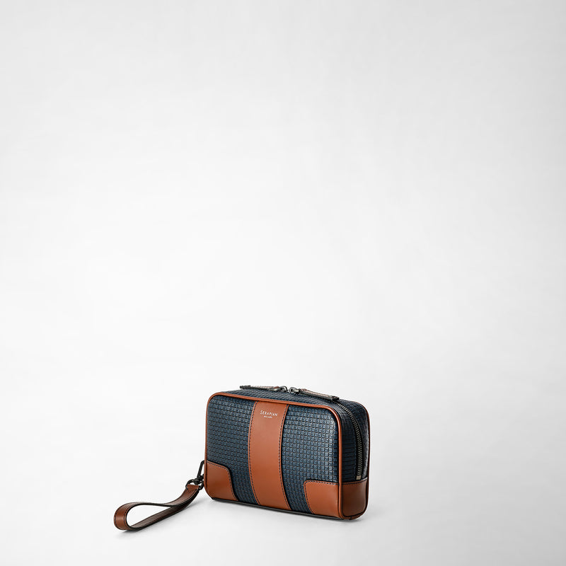 Serapian Pochette in stepan 72 blu oceano-cuoio Sconto di tempo limitato