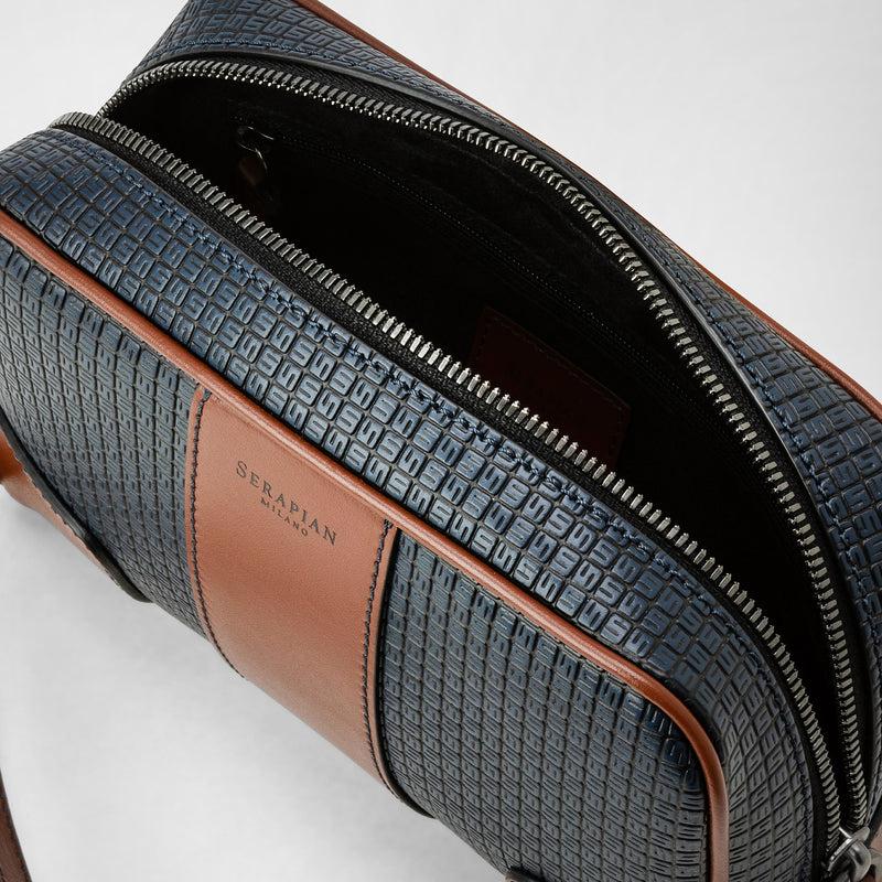 Serapian Pochette in stepan 72 blu oceano-cuoio Sconto di tempo limitato