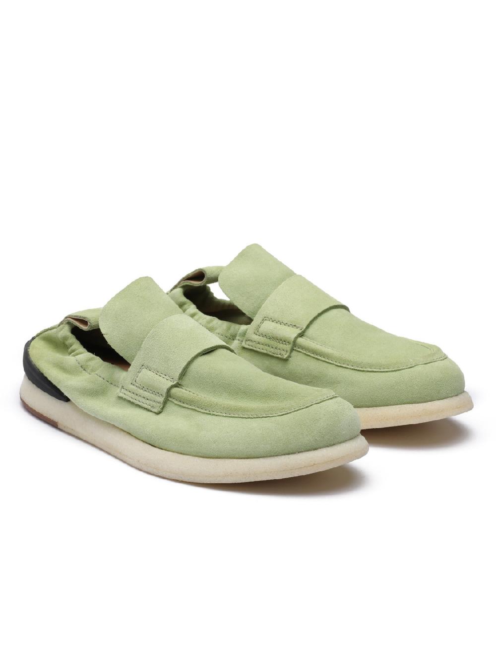 Silvano Sassetti Mocassini in suede verde chiaro Nuovo