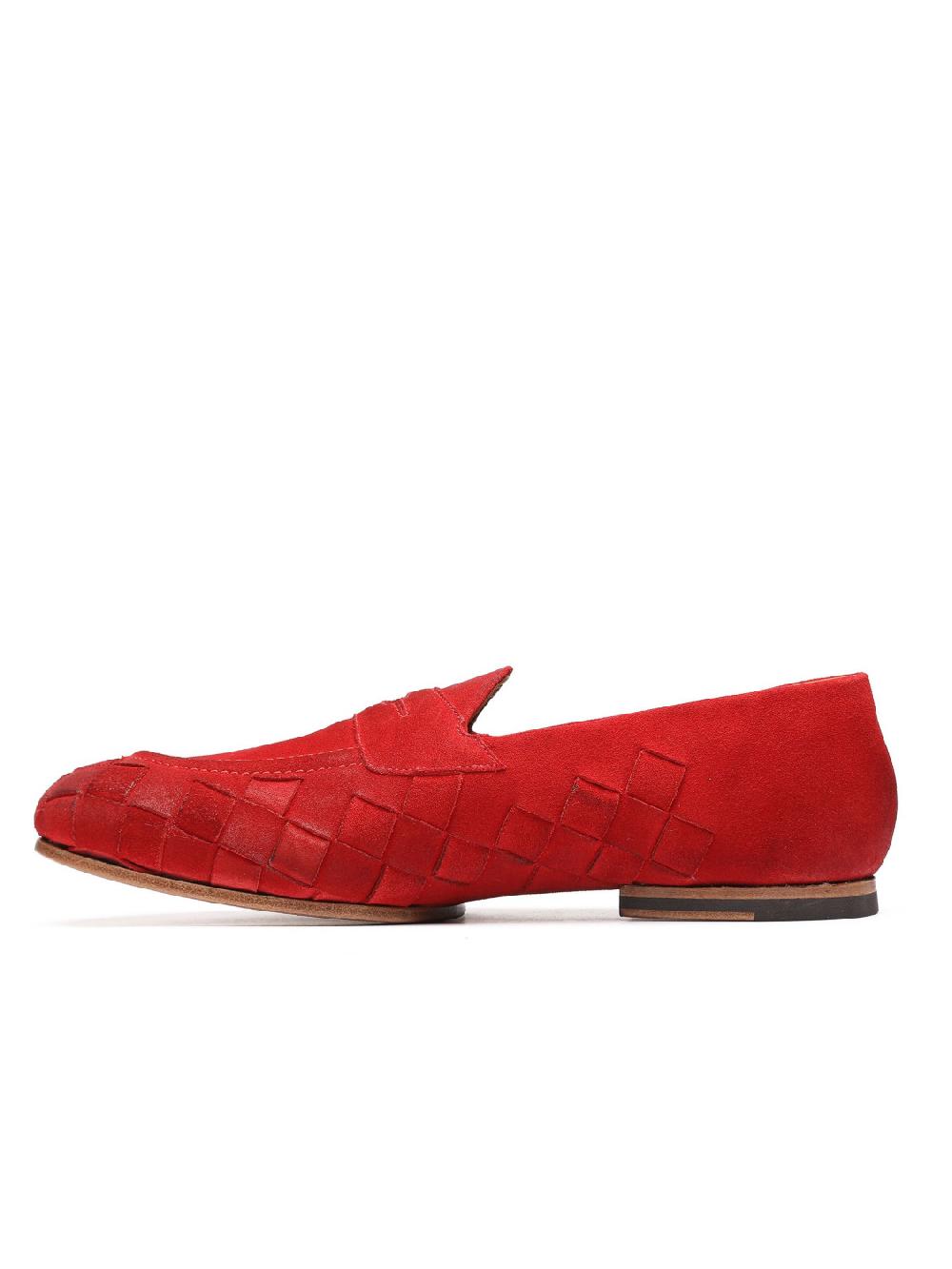 Silvano Sassetti Mocassini in suede rosso 2025